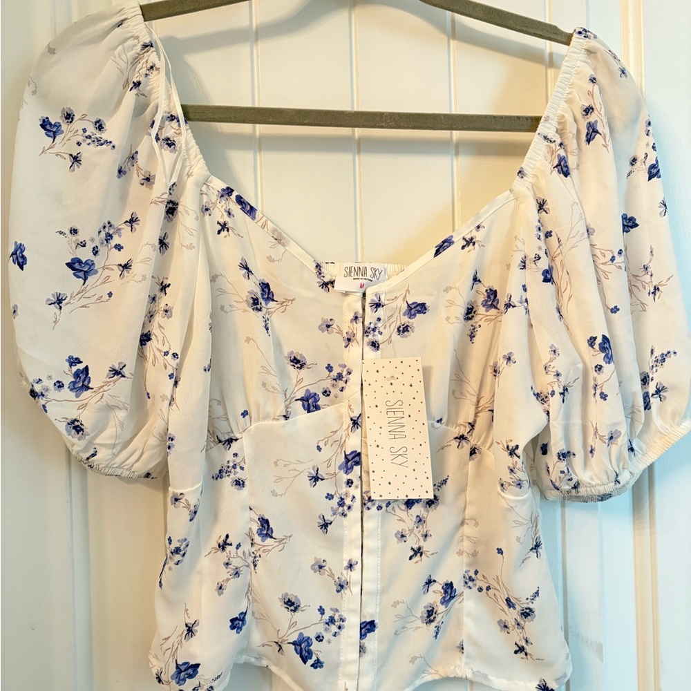 Sienna Sky White Puff Sleeve Blouse